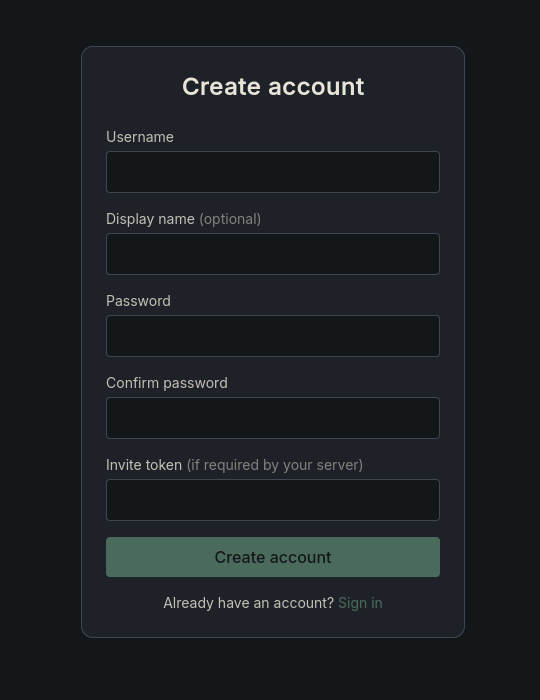 Creating the first (admin) account on a fresh instance